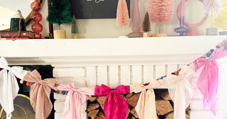 Anthropologie satin ribbon bow garland DIY.