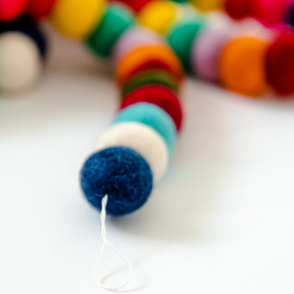 Rainbow Wool Felt Ball Garland - Image 3