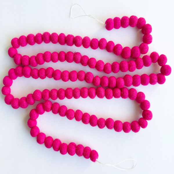 Pink mini felt ball garland