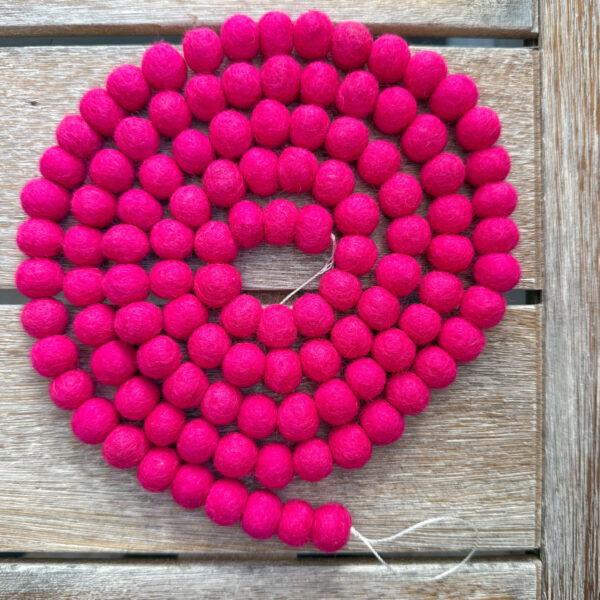 Pink ball garland for Valentines.