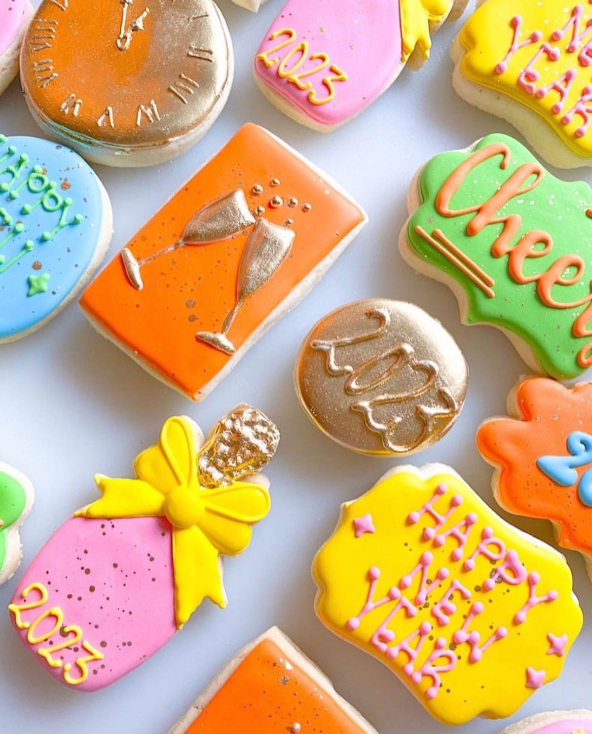 Cute ideas for New Years cookies designed with the year.