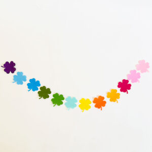 Rainbow shamrock garland for Saint Patricks Day.