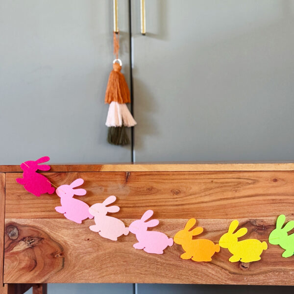 Rainbow felt bunny garland.