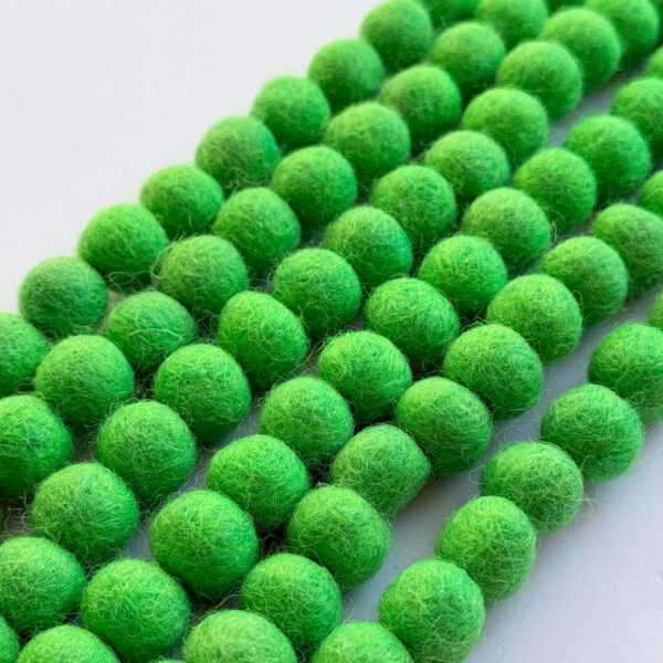 Mini green felt ball garland.