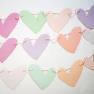 Paper heart garland, pre-strung Valentine's garland banner.