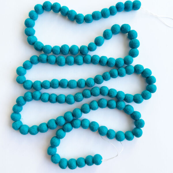 Teal Ball Garland Felt Mini Balls.