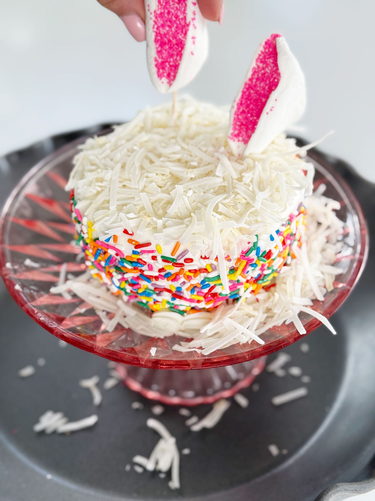 How to make any cake into a bunny cake in 3 easy steps.