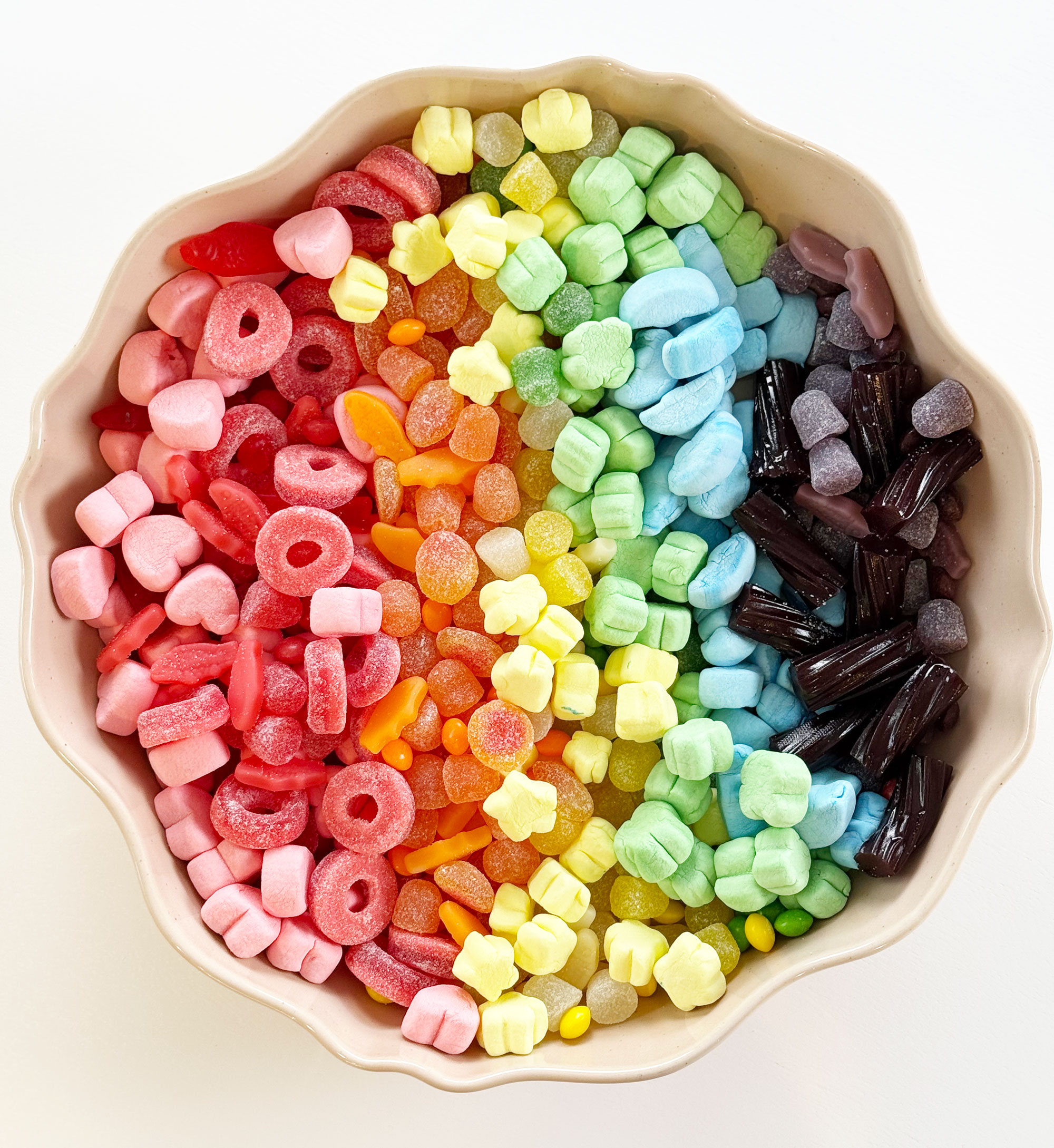 Rainbow candy salad.