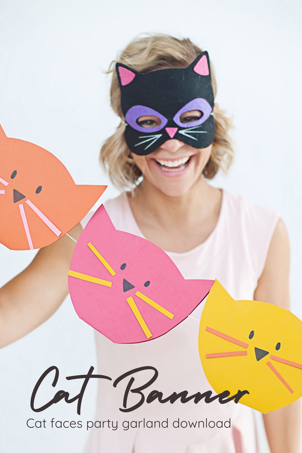 Cat party decorations hanging banner.