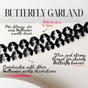 Black butterfly banner on mantle
