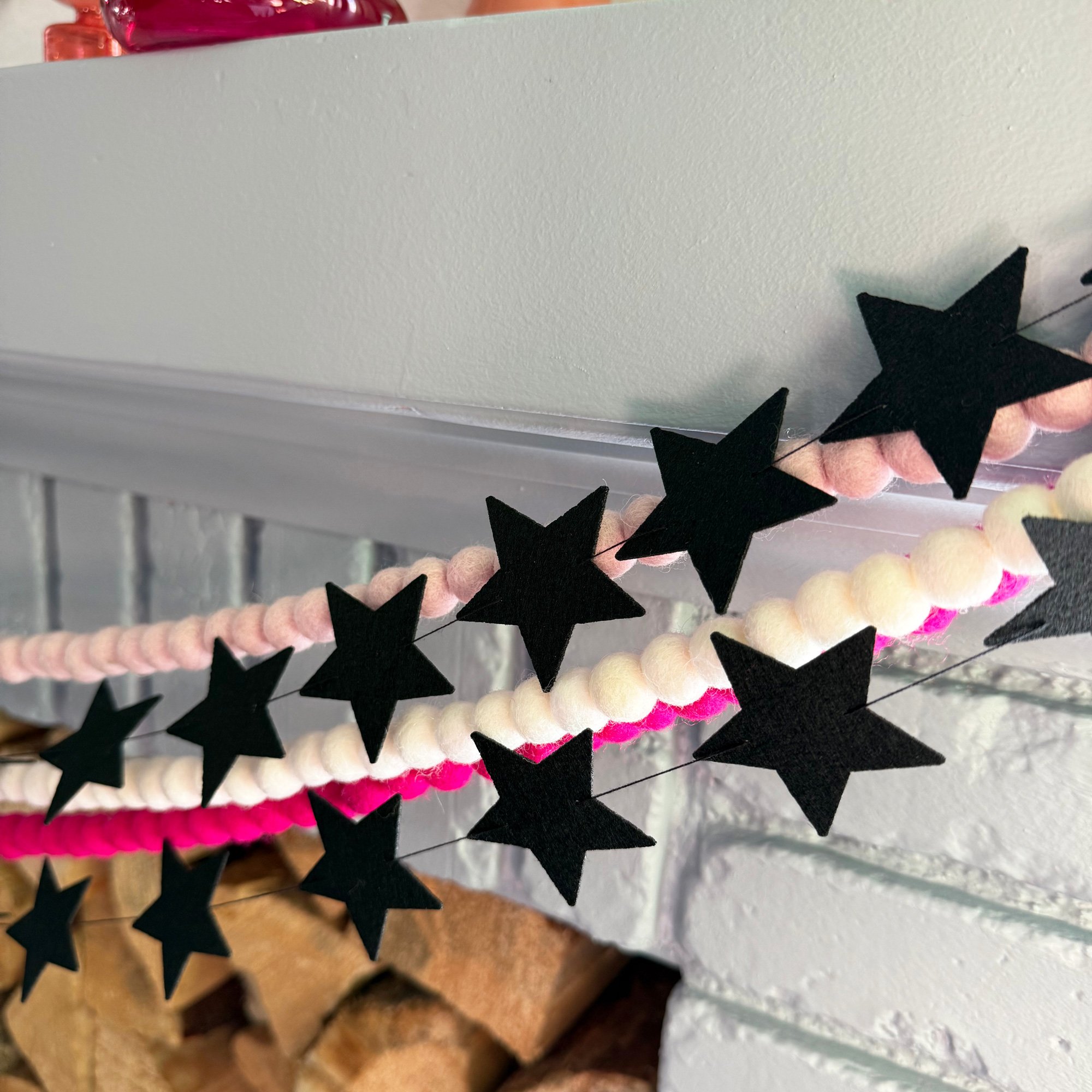 Black star banner garland.
