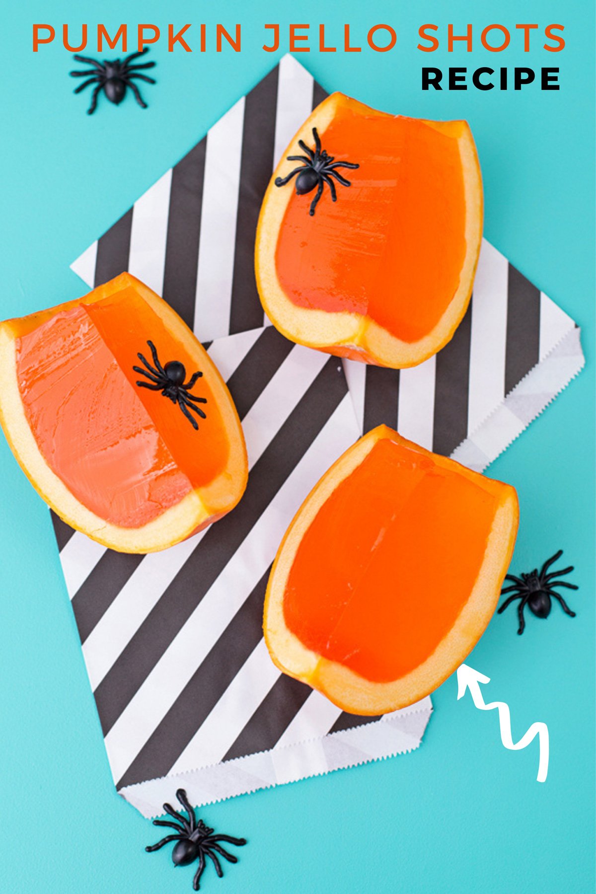 Pumpkin Jello Shots for Halloween party bar.