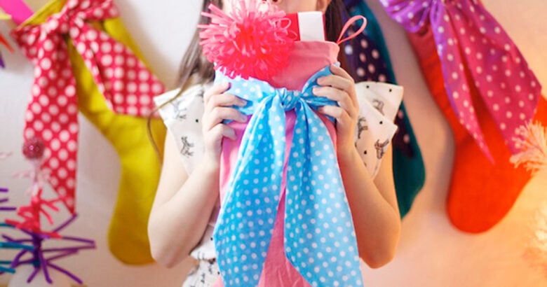 DIY Christmas bow stockings.