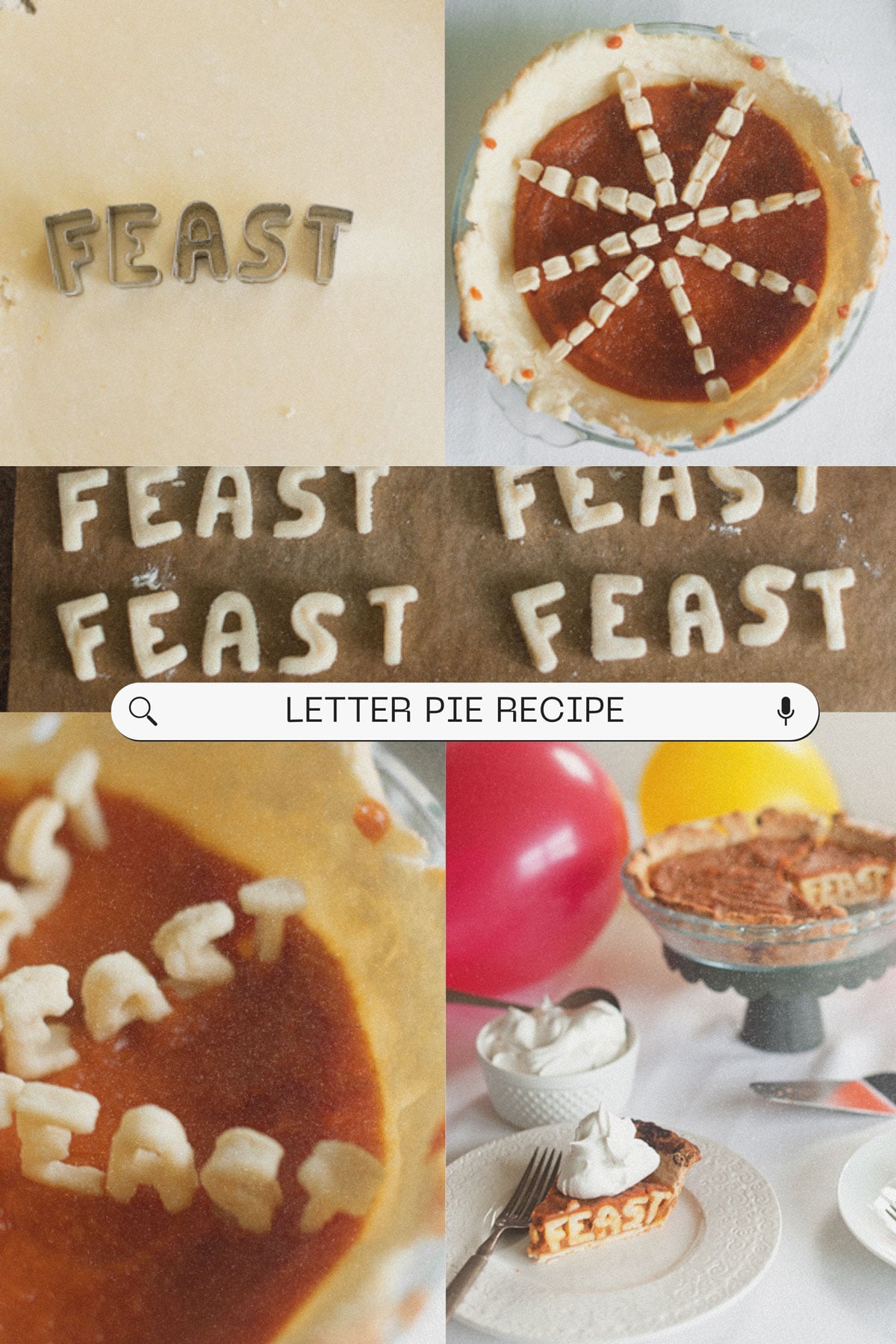 Pie letter recipe, with step by step instructions.