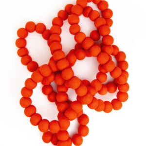 Orange felt ball garland, large wool balls.