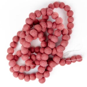 Dusty pink felt ball garland mini.