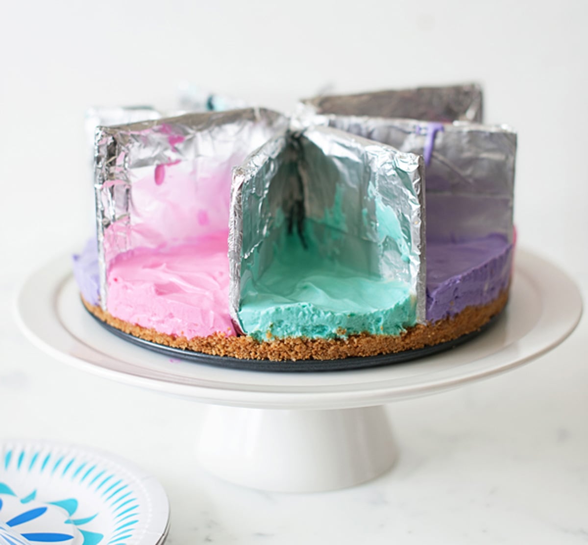 Rainbow cheesecake recipe for pastel spring cheesecake.