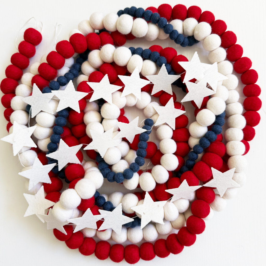 Patriotic felt ball garland combo