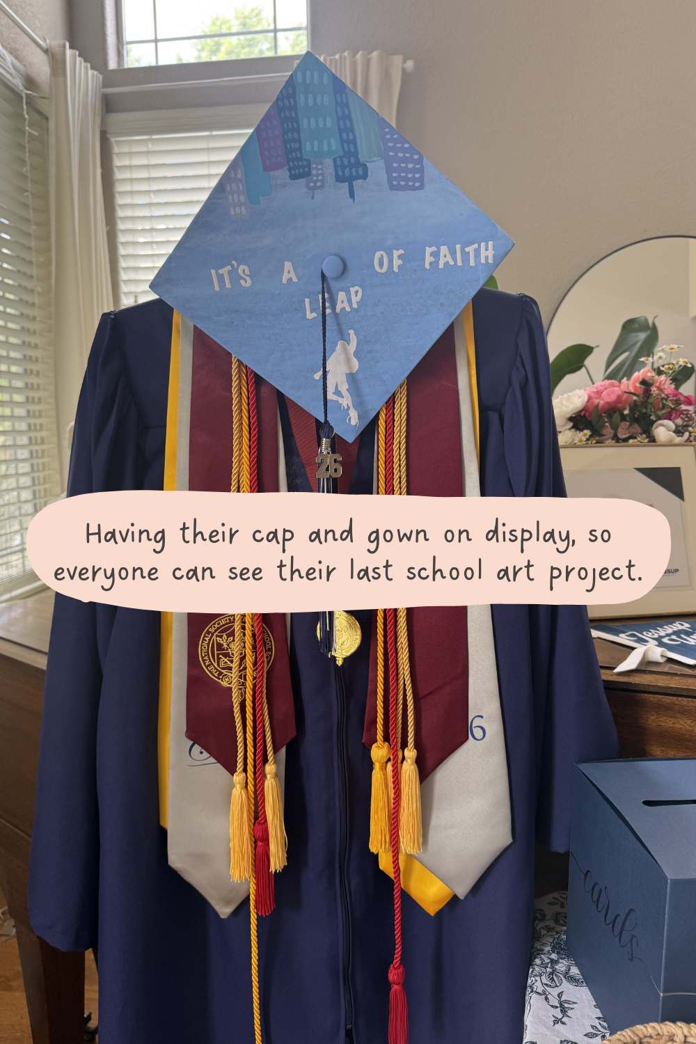 Cap and gown on display