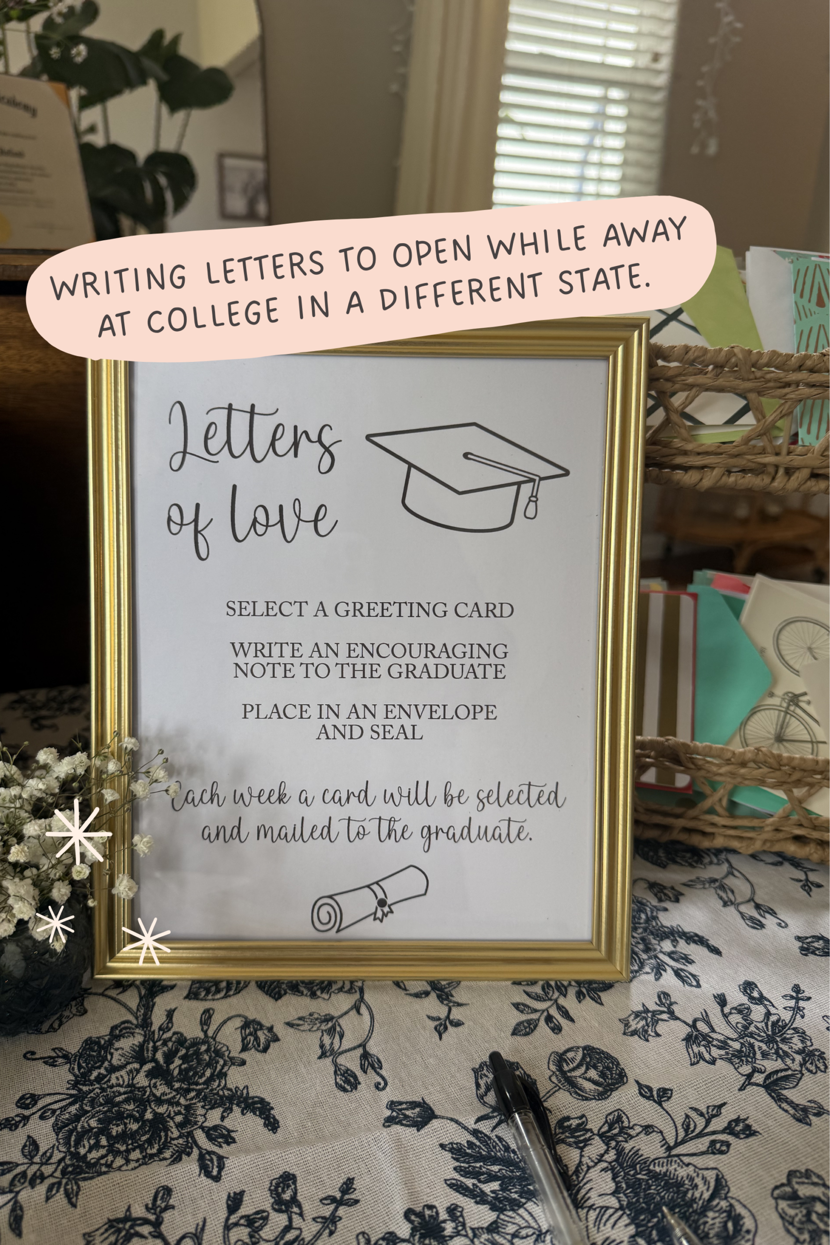Cute grad ideas for girls letter sending activity. 