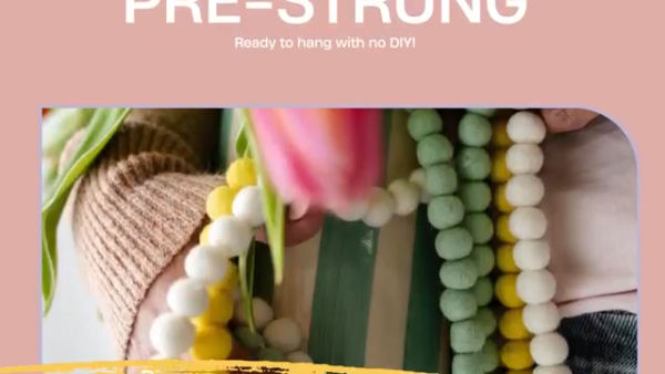 Dusty Pink Pom Pom Garland Mini - Image 2