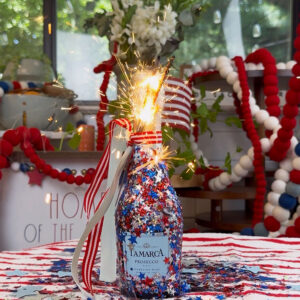 4th of July glitter Lamarca bottle DIY.