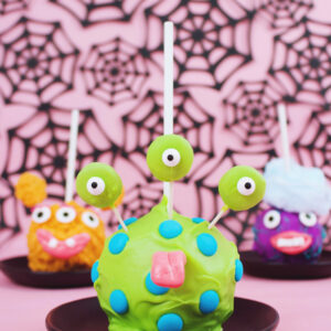 Halloween Sweets, candied apples as monsters.