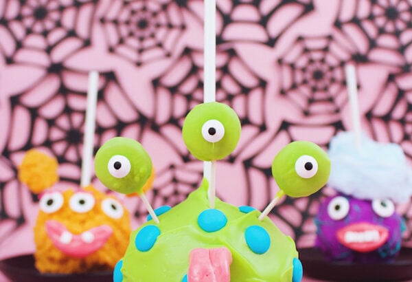 Halloween Sweets, candied apples as monsters.