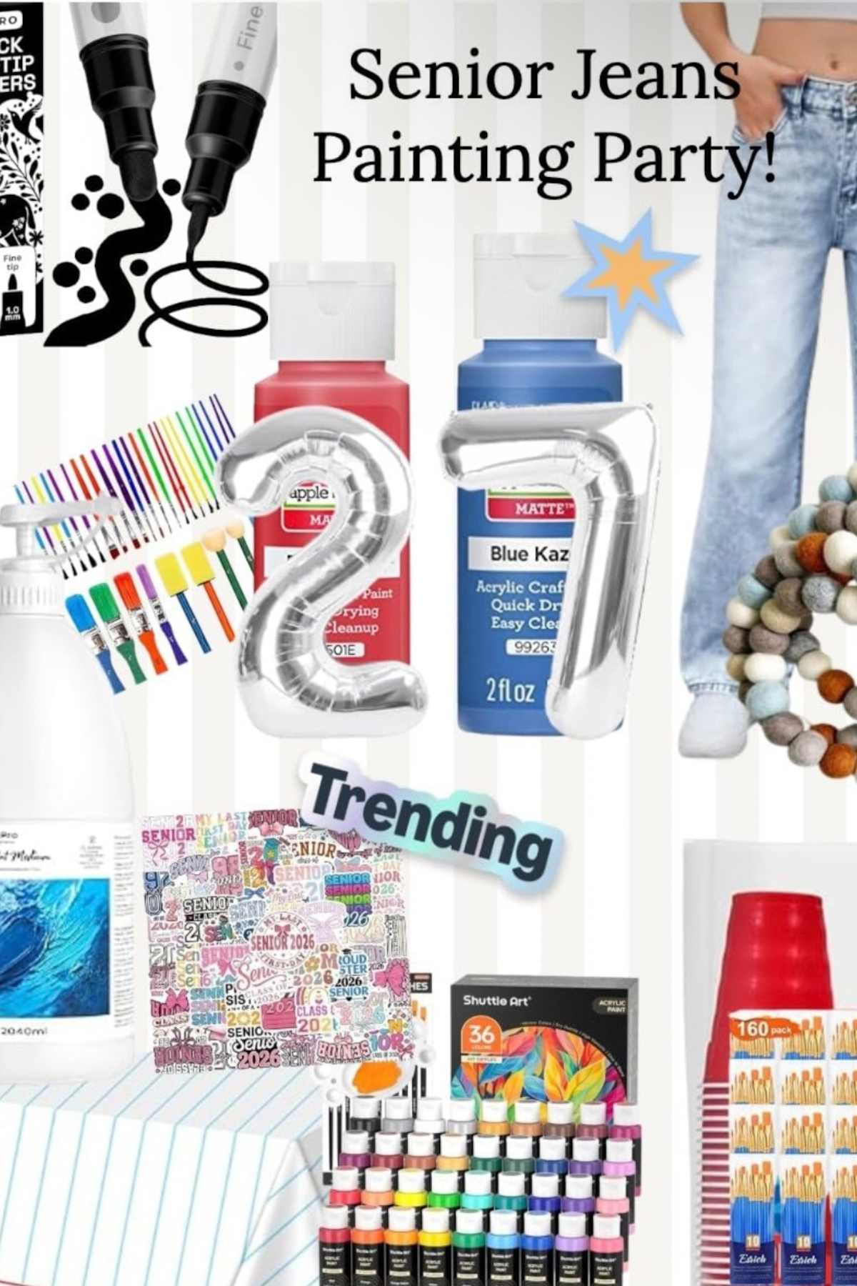 Senior Jeans painting supplies.